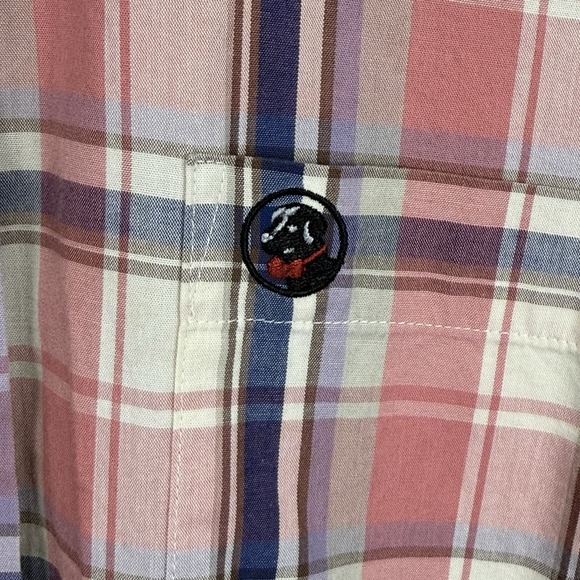 Southern Proper Men Sz Medium Pink‎ Blue Plaid 100% Cotton Button Down Shirt EUC - Picture 3 of 5